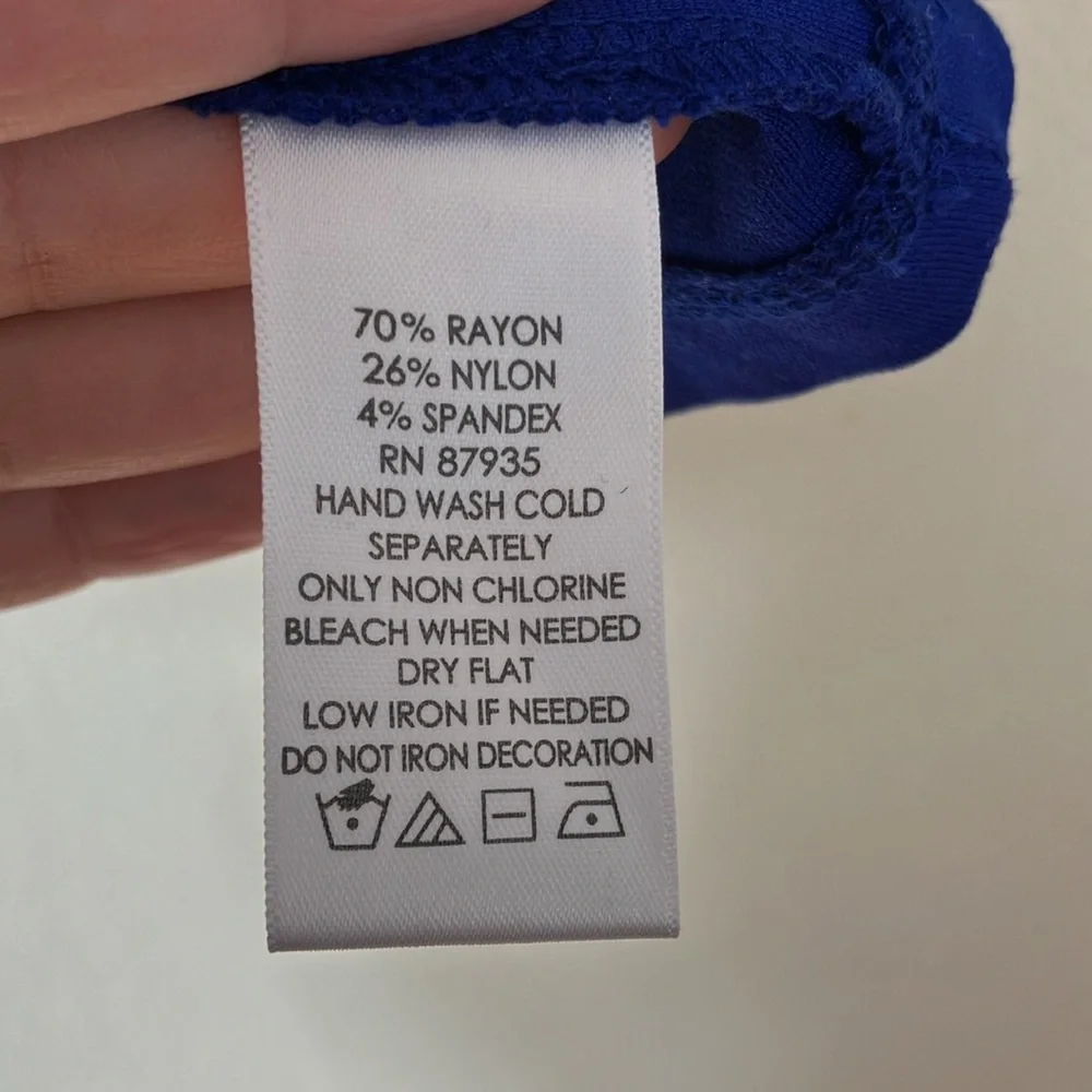 Susan Graver Royal Blue Stretch Knit Dressy Festive Top, 1X - Picture 4 of 7